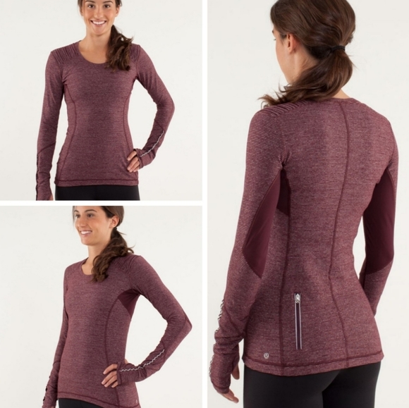 ⭐️LULULEMON STAR RUNNER LONG SLEEVE ACTIVEWEAR TOP SZ8 BORDEAUX DRAMA TONKA - Picture 2 of 8